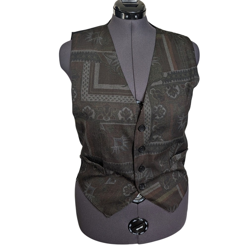 90s Dark Academia Vest Tapestry Geometric Corporate Goth Cottage Western Gothic